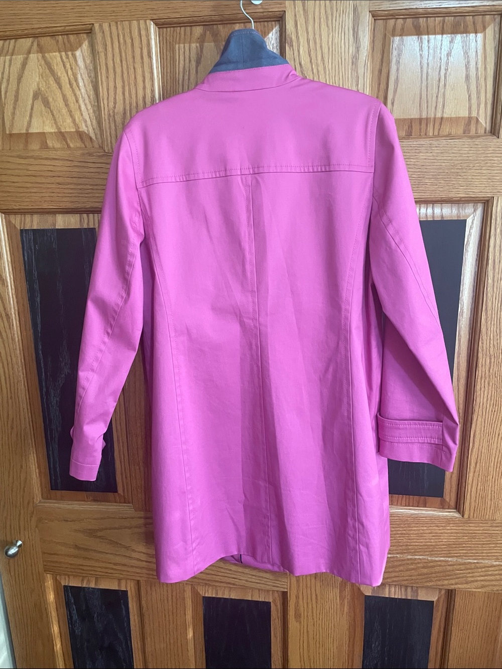 Talbots Vibrant Pink Button-Front Trench Coat - Picture 3 of 7